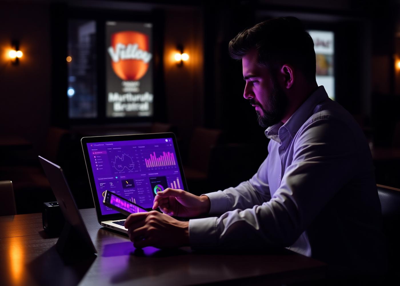 Owner reviewing analytics