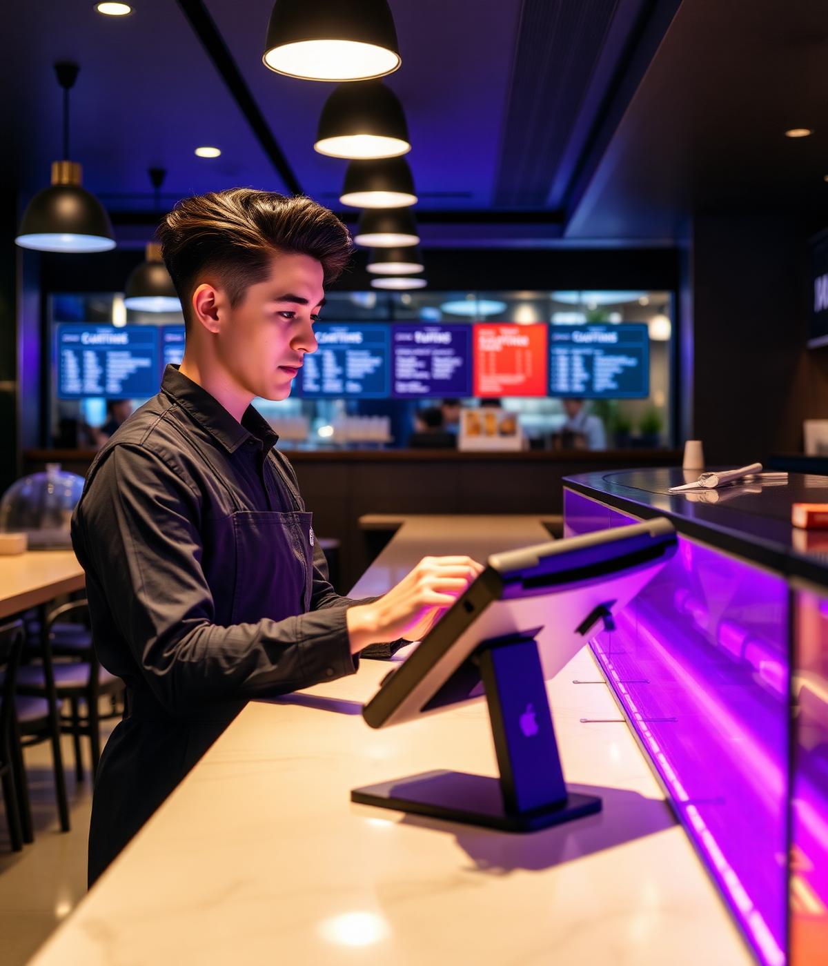 Cashier using POS