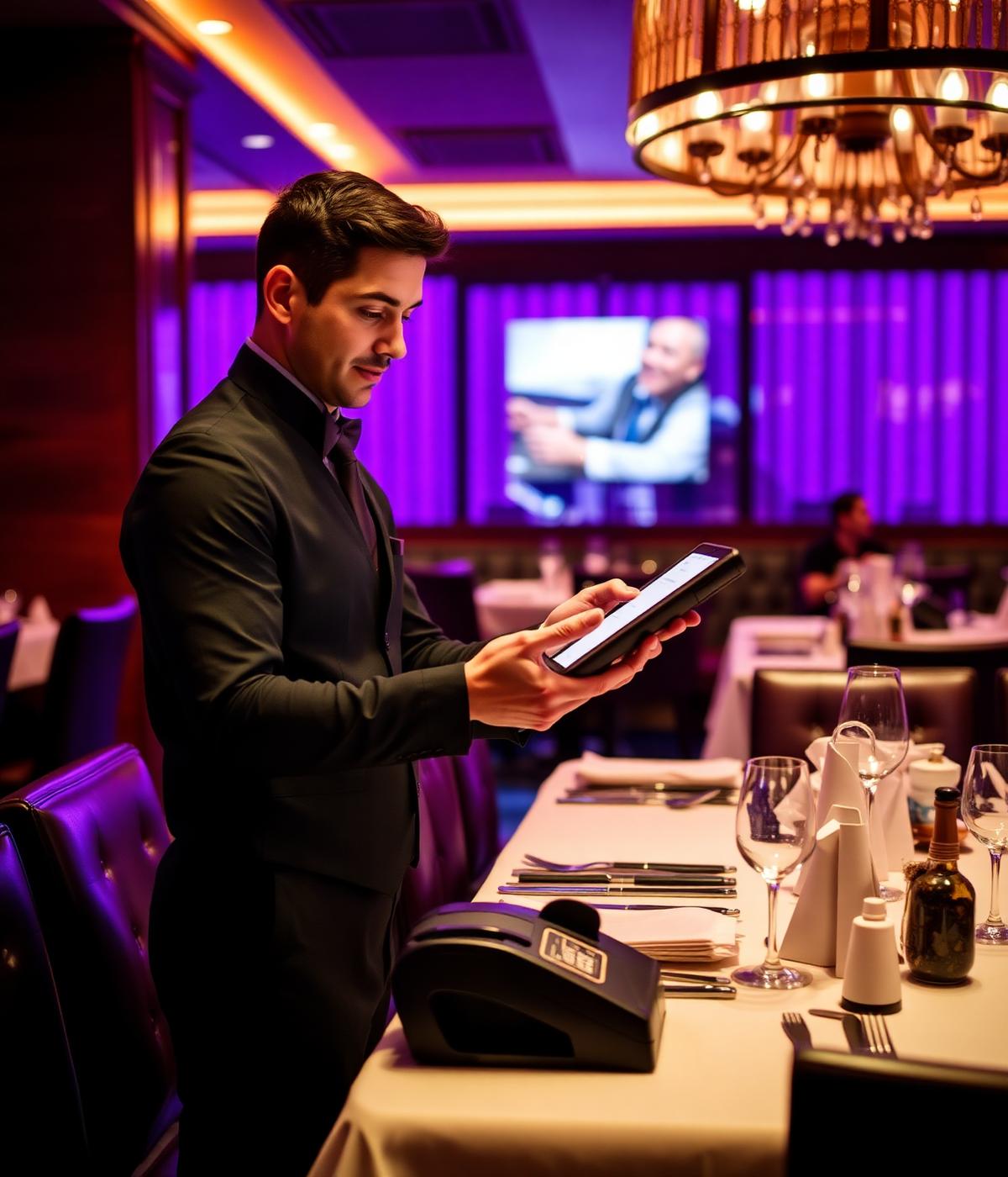 Waiter with handheld